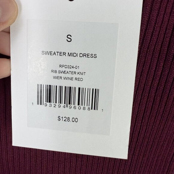 Rachel Parcell Sweater Midi Dress Stretch Small Wine Red Rib Knit Long Sleeve - Picture 9 of 10